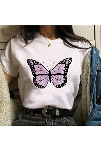 GALASHOP تي شيرت نسائي بطبعة فراشة مضحكة Mod445