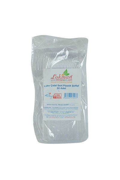 LokmanAVM 50 Pieces Luxury Fork Hard Plastic Transparent 1 Pack