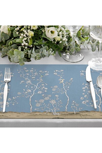 Adawall Floral Design Blue Fabric American Tablecloth Set of 4 (Linen, Nation...