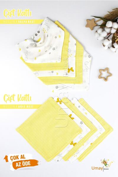 Umaybebek 10 Parça Organik Müslin Ağız Bezi, Salya Bezi, Ter Bezi, Önlük