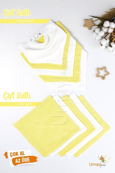 Umaybebek 10 Parça Organik Müslin Ağız Bezi, Salya Bezi, Ter Bezi, Önlük