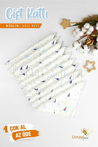 Umaybebek 10 Pack Muslin Mouth Cloth Wipes 25x25cm