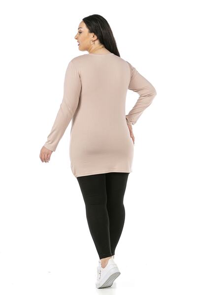 DISENTIS MODEST Plus Size Round Neck Long Sleeve Viscose Long Mink Bodysuit