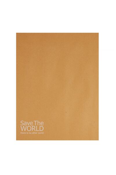 House Of Pack Kraft Kargo Paketi-35x45 Cm 8 Cm Yankörük ' Save The World ' Ba...