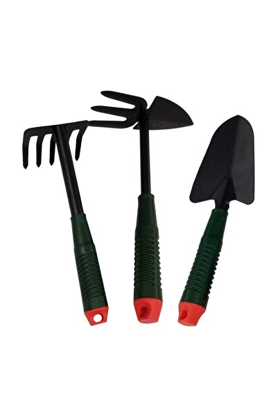 Taşmatik Hobi Bahçe Seti 3 Lü Bitki Çiçek Bakım Seti El Aletleri Seti Tırmık Kürek Çapa Set