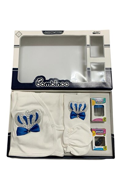 Bombinoo Bebe Erkek Taşlı Emzik 7 Li Hastane Cıkışı Yeni Doğan Zıbın Set