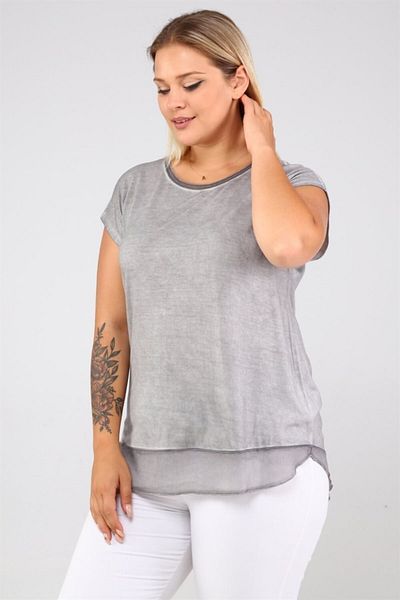 Seamoda Chiffon Oil Washed Hem Tshirt-