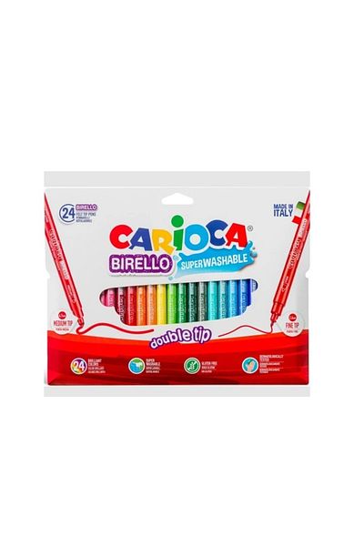 CARIOCA Birello Super Washable Double Tip Felt Tip Pen 24 Colors (41521)