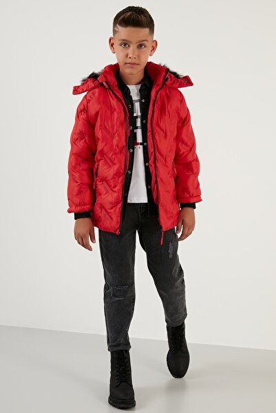 Lela Removable Hooded Coat with Plush Lining Inside Boy's Coat 5760013