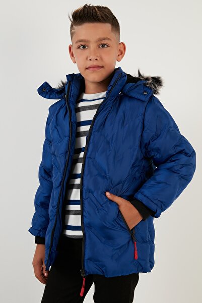 Lela Removable Hooded Coat with Plush Lining Inside Boy's Coat 5760013