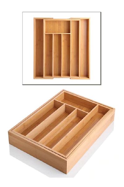 Rossel Premium 7 Compartment Bamboo Organizer - Drawer and Spoon Holder Detailed