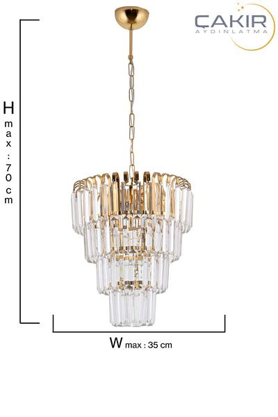Çakır Aydınlatma Şelale 35 cm 4 Layer Yellow (gold) Pendant Chandelier - Çakır Avize