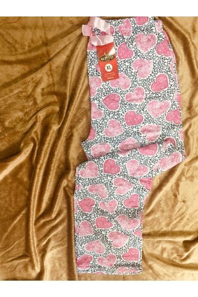 Altınay Heart Motif Winter Pajama Bottoms