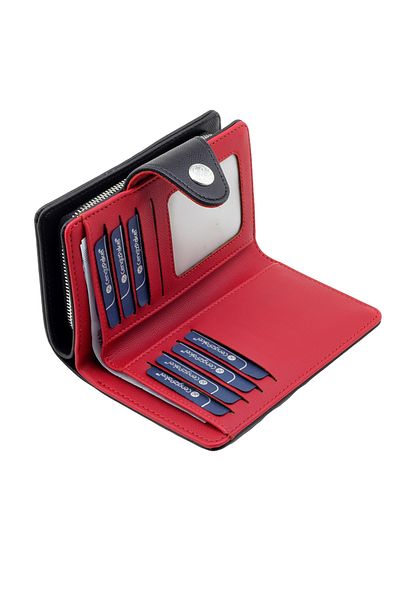 CENGİZ PAKEL Unisex Black Red Medium Size Wallet