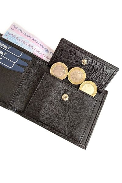 CENGİZ PAKEL Unisex Genuine Leather Black Wallet