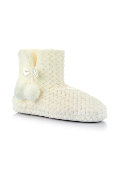 RedPlay Women's Winter Home Boots Ecru Slippers