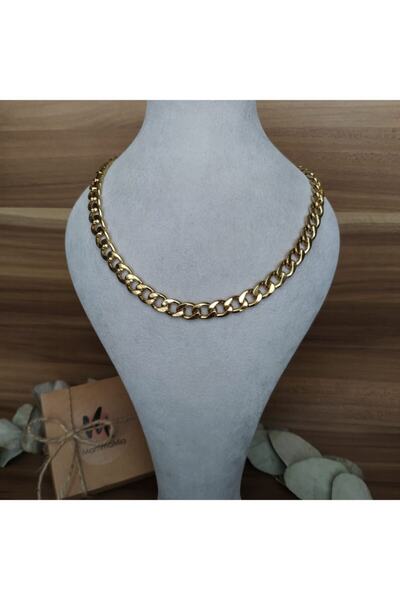 Mammamia Kadın  Gold Zincir Çelik Kolye 9 mm 60 cm