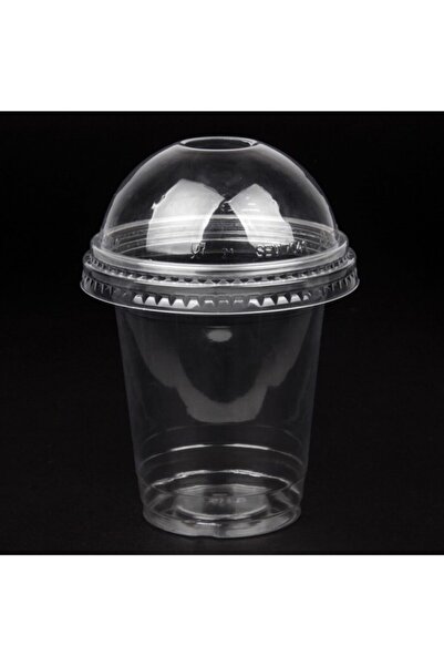 HEDEF1 كوب بلاستيك بغطاء 400 سي سي (مخفوق الحليب) 25 قطعة