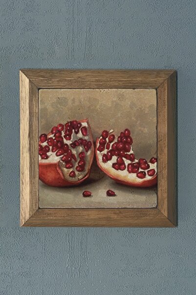 Oscar Stone Decor Masif Çerçeveli Nar  Doğaltaş Tablo Pano 28x28 Cm