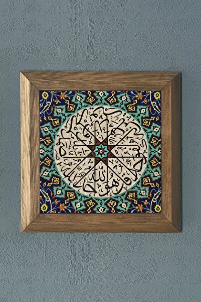 Oscar Stone Decor Masif Çerçeveli Çini Desen (tile) Doğaltaş Tablo Pano 28x28 Cm