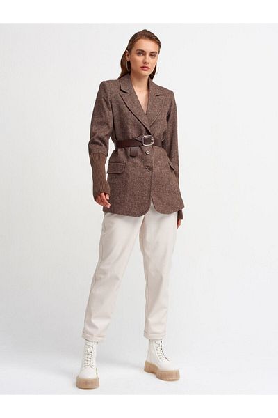 Dilvin 6860 Bunda Detail Belt-hnědá
