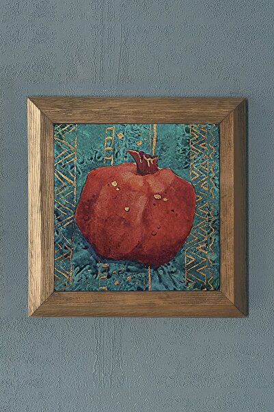 Oscar Stone Decor Masif Çerçeveli Nar Doğal Taş Tablo Pano 28x28 cm