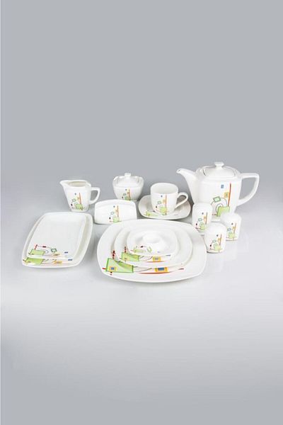 SILA 47 Pieces Porcelain Breakfast Set for 6 People
