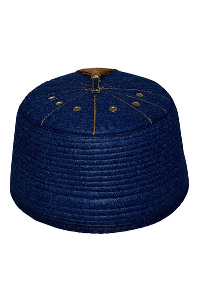 şahinbak Navy Blue Tasseled Felt Clogs - T036