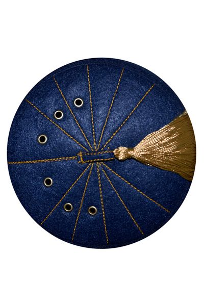 şahinbak Navy Blue Tasseled Felt Clogs - T036