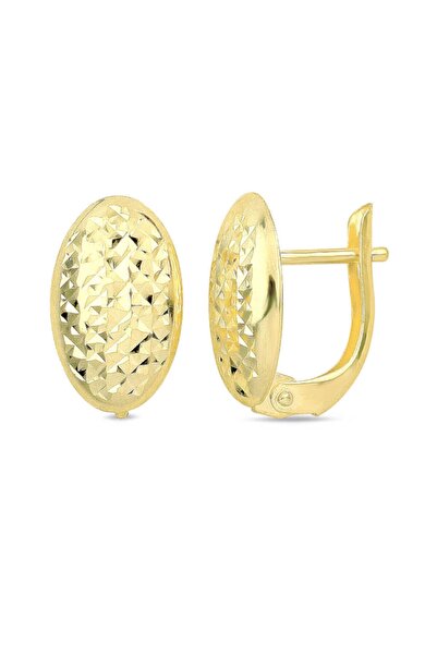 Lilarote Pırlanta Oval Altın Küpe