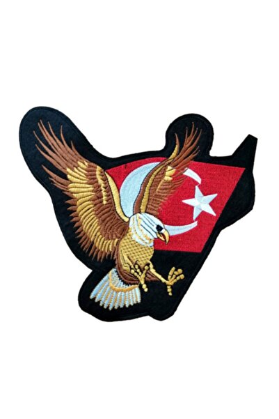 X-SHOP Renkli Türk Bayraklı Kartal Motorcu Patches Arma Peç Sırt Yaması