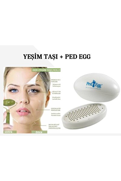 CMT Yeşim Taşı Çift Taraflı Yüz Masaj ve Ped Egg Ayak Rendesi Topuk