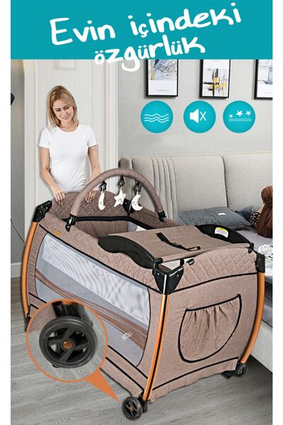 Baby Home 600 Nanny 70x110 Anne Yanı Bebek Beşiği Sepet Oyun Parkı Yatak Beşik