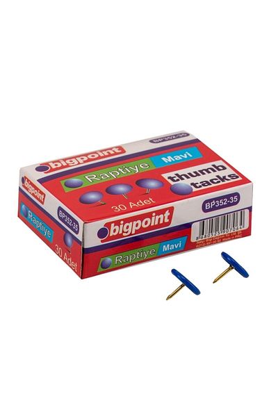 Bigpoint Blue Colored Pushpin Box Set of 10