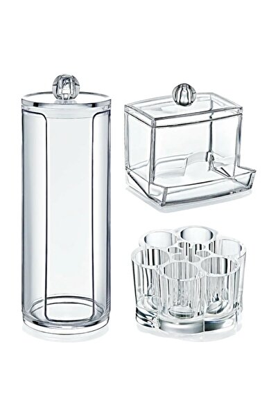 Nandy Home مجموعة تنظيم المكياج الفاخرة المكونة من 3 قطع من الأكريليك الشفاف