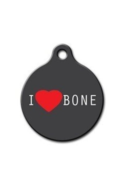 Pet Tag Art علامة I Love Bone واسعة القلب للقطط والكلاب