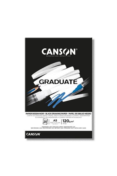 Canson Graduate Black Notebook 20 Pages A5 120g 400110385