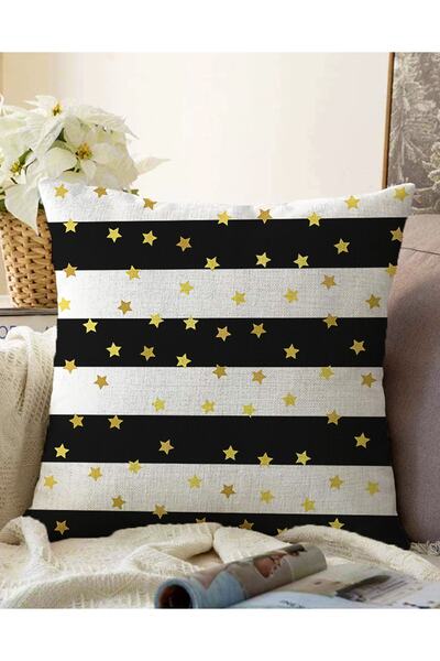 Realhomes Çift Taraflı Beyaz Zeminde Gold Detaylı Yıldız Desenli Modern Raşel...