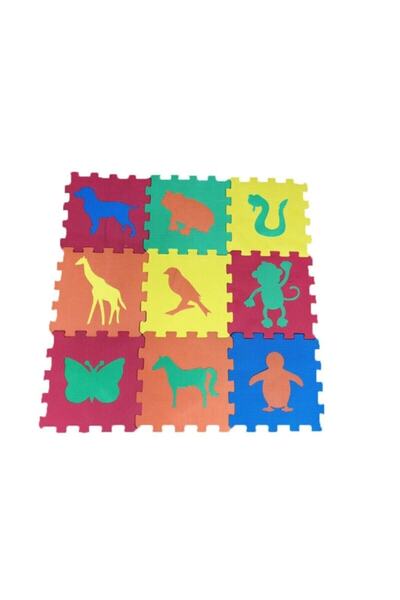 SALMAN SPOR Kırmızı Tatami Mindercisi 33x33 10 mm Eva Puzzle Mat Hayvanlar