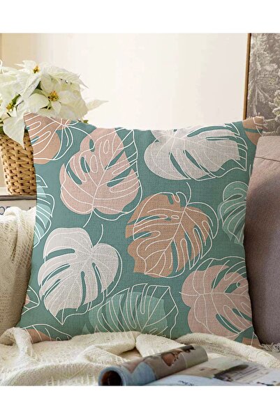 Realhomes Çift Taraflı Renkli Zeminli Yaprak Desenli Dijital Baskılı Modern R...