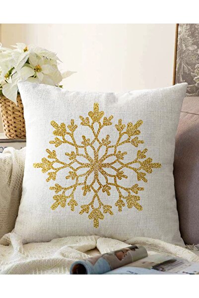 Realhomes Çift Taraflı Beyaz Zemin Üzerinde Gold Detaylı Kartanesi Desenli Ra...