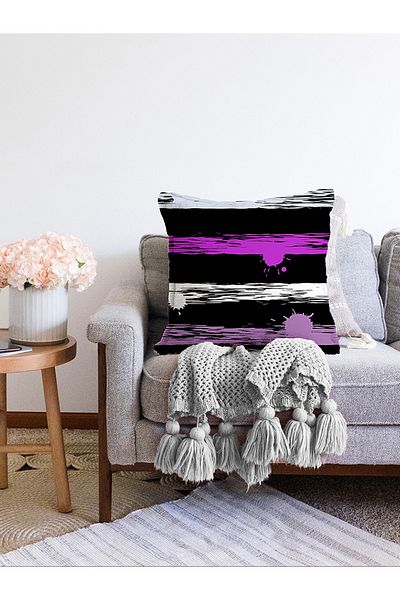 Realhomes Cu două fețe, fundal negru, cu buline colorate, imprimat digital, modern Raschel, tricotat, husă de pernă.