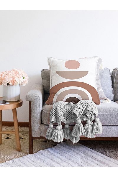 Realhomes Cu două fețe Desen geometric Culori abstracte Imprimat digital Modern Raschel tricotat Husă de pernă
