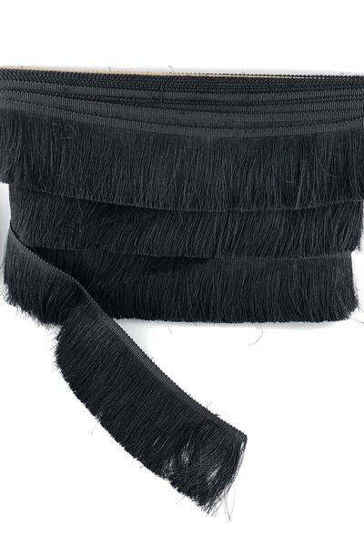 Hayalperest boncuk Siyah Renk 7,5 Cm Saçak Şerit Püskül