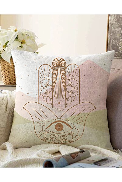 Realhomes Çift Taraflı Fatma Ana Eli Motifli Dijital Baskılı Modern Raşel Örm...