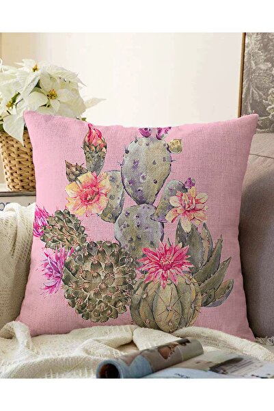 Realhomes Cu două fețe, cactus colorat, modelat, imprimat digital, modern, tricotat Raschel, husă de pernă pe podea