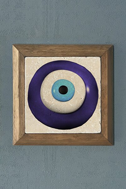 Oscar Stone Decor Masif Çerçeveli Nazar Boncuğu Doğaltaş Tablo 28x28 Cm