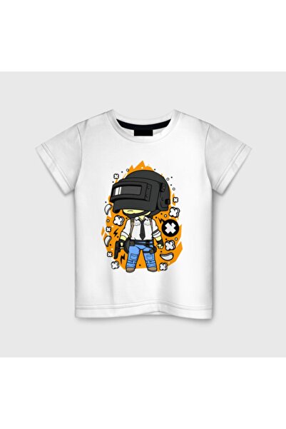 GALASHOP Boy's White Pubg Printed T-Shirt Model460