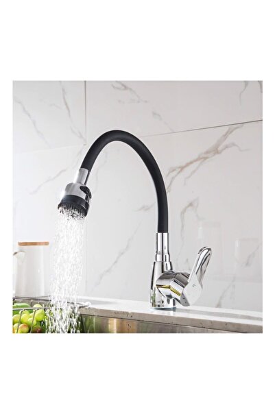 Seçkin Esnek Kıvrılabilir Renkli Silikon Musluk Bataryası Başlığı Kubar Siyah...