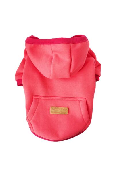 Pettrend Nar Çiçeği Pembesi Kanguru Cepli Kedi-köpek Hoodie- Sweatshirt Kedi Köpek Kıyafeti